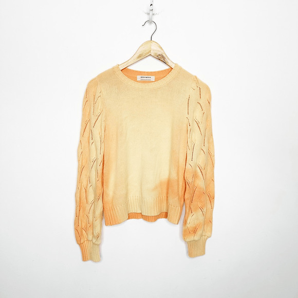 ALDO MARTINS Merino Wool Alpaca TIE Dye Sweater orange puffy sleeve women's 6 - Picture 2 of 8